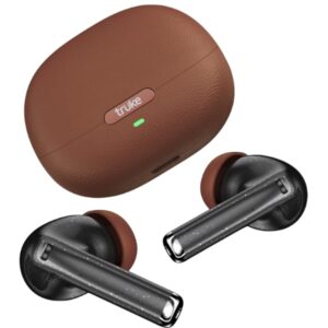 truke Aura Pro earbuds w/ 60H Battery, Leather finish Case